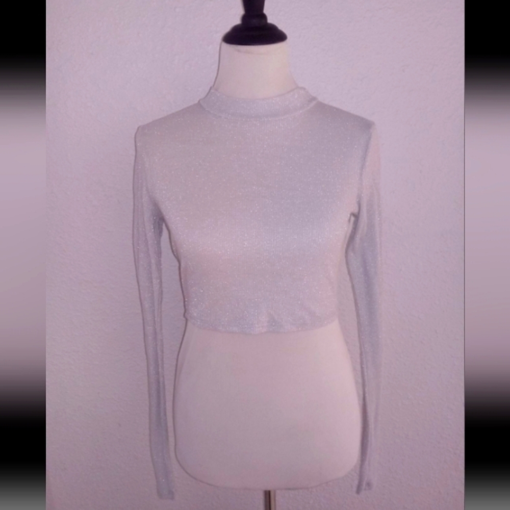 SPARKLY LONG SLEEVE CROP TOP